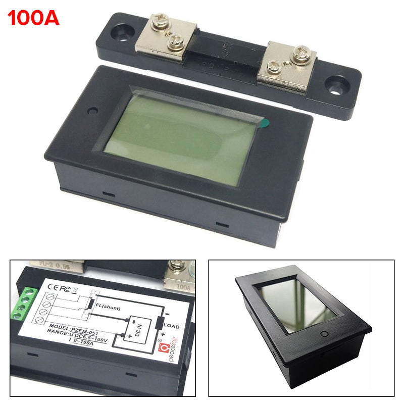 DC 100A 100V Cyfrowy wyświetlacz napięcia LCD Woltomierz Amperomierz Watomierz