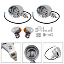 #D18 Headlight Lamp Spotlight Universal Coler Switch Fits Chrome For Motorcycle