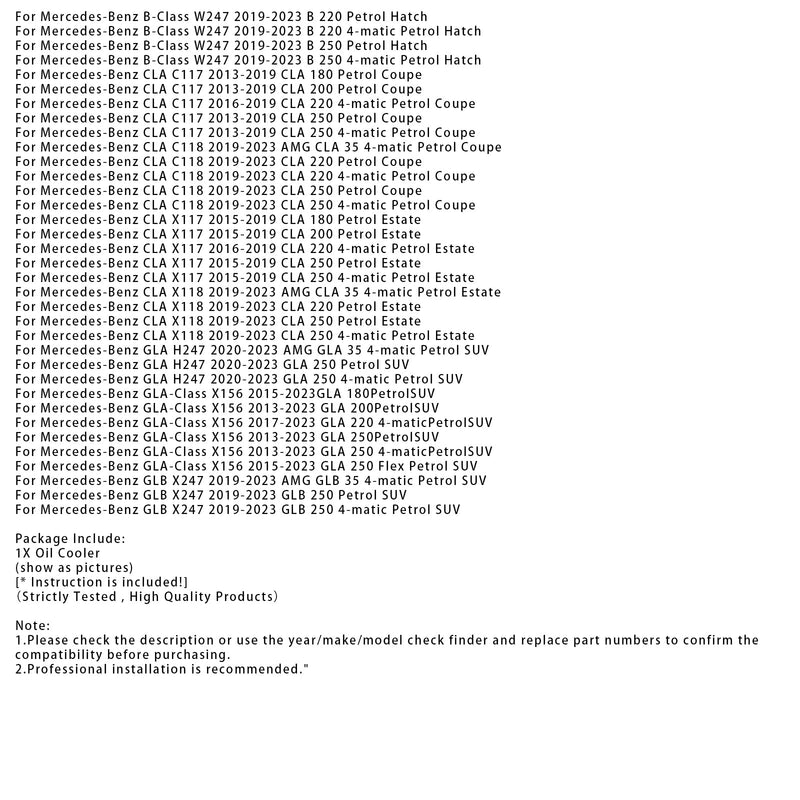 2020-2023 Mercedes-Benz GLA H247 GLA 250 4-matic Petrol SUV Oil Cooler Assembly A2701800810