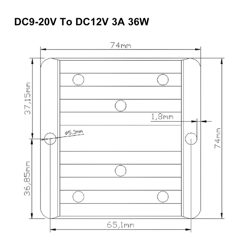 DC/DC-jännitemuuntimen jännitteensäädinmoduuli 9V-20V - 12V 3A