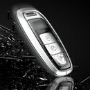 Autoschlüsselhülle aus Aluminiumlegierung mit TPU-Finish, silberfarben, mit Schnalle, passend für Audi A6L, A4L und A3