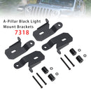 Paquete de 2 soportes de faros delanteros de pilar A 7318 (negro) para Jeep Wrangler JL 2018-2019