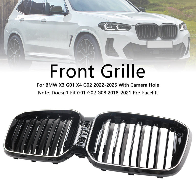 2022-2025 BMW X3 G01 X4 G02 Doppellamellen-Nierengrill, glänzend schwarz