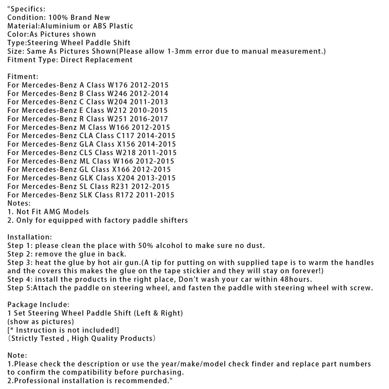 Lenkrad-Schaltwippen für Mercedes-Benz B GL GLA 12-15