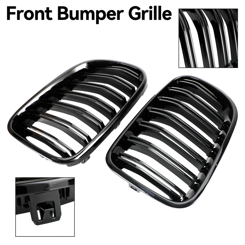 Glanssvart frontstøtfanger nyregrill for BMW X3 F25 2011-2014 Dual Line