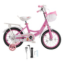Bicicletta da princess för barn där 18" med rotell och rosa ost