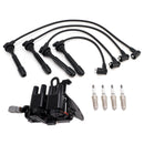 Zündspule + 4 Zündkerzen + Zündkabel-Set für Kia Sportage L4 2.0L (2005–2007) C1434 GN10416