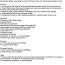 2015-2022 Chevrolet Canyon koppaverhoilu sivupäädyn ilmanottoaukon verhoilu 22897424 22897425 yleinen