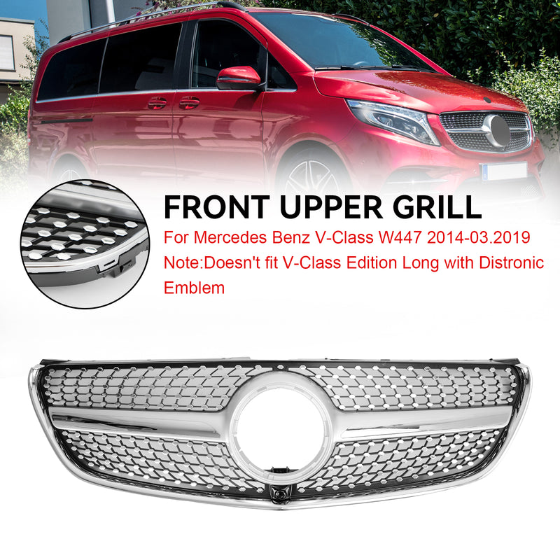 Silver diamantgrill för Mercedes Benz V Class W447 2014-03.2019