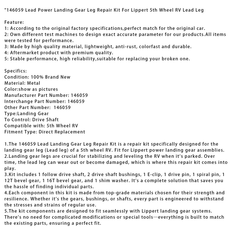 146059 Reparatursatz für das Stützbein des Lippert-Sattelzuges (5th Wheel RV)