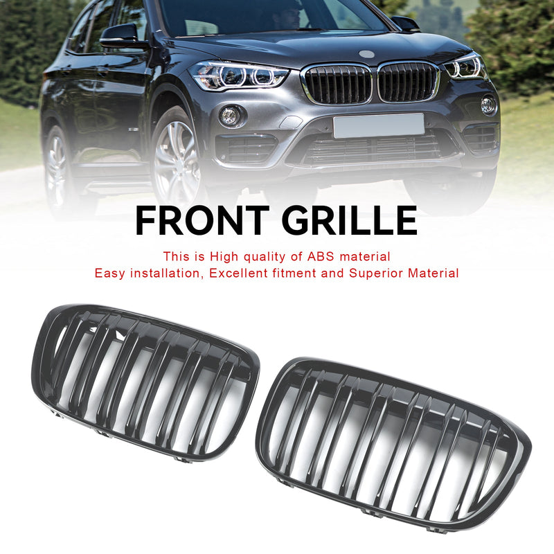 2016-2019 BMW X1 F48 F49 2ST blank svart främre njurgrill