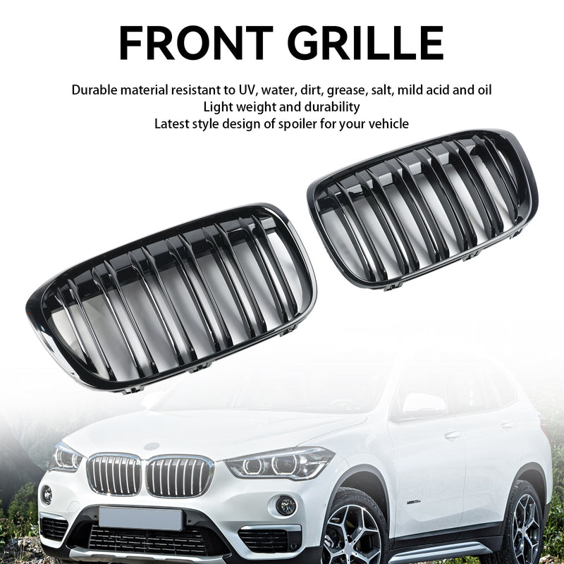 2016-2019 BMW X1 F48 F49 2ST blank svart främre njurgrill