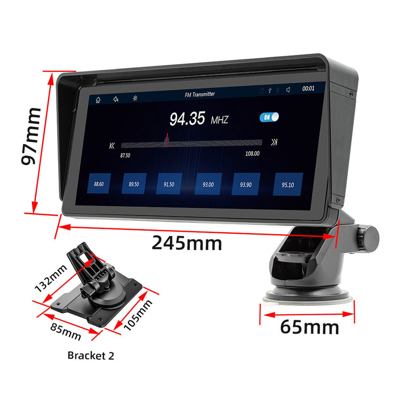 10,26" auton MP5-soitin Bluetooth-auton FM-lähetin Langaton Carplay 4 LED -kamera