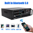 Bluetooth 5.0 HiFi Sunbuck 2000W Stereo Leistungsverstärker Karaoke FM USB SD AUX