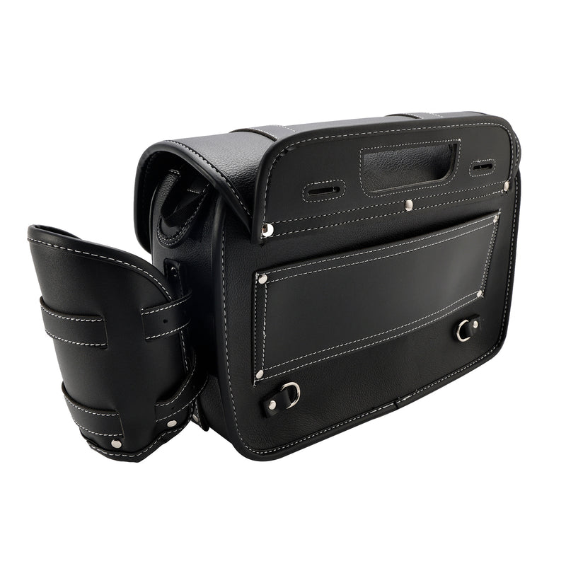 Heck Bag Pu Pu Side Saddle Tail Bag Bagasjepose Lagring Svart for motorsykkel