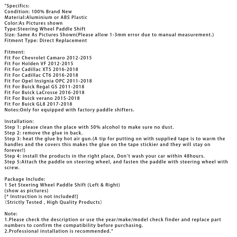 Lenkrad-Schaltwippenabdeckungen für Holden VF 2012-2015
