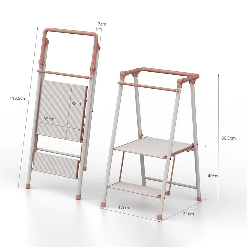 2-stufiger Küchen-Stepper für Erwachsene, klappbarer Tritthocker, Kinder-Klapp