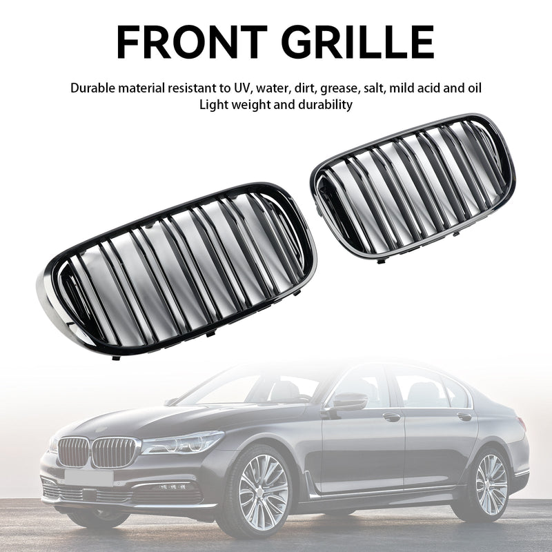 07.2015-01.2019 BMW 7-serie G11 lang akselavstand Pre-Facelift Svart nyregrill med 2 lameller foran