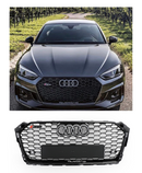 Grade dianteira esportiva estilo favo de mel RS5 para Audi A5 S5 B9 2017-2019 preto brilhante