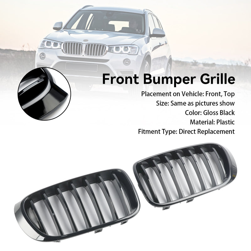 2014-2017 BMW X3 F25 Facelift Gloss Black Front Bumper Nyre Grill 51117338571