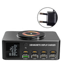 140W Schnellladegerät Intelligente Digitalanzeige PD100W Handy Notebook Magnetisches kabelloses Laden Multi-Port USB-Ladegerät EU-Stecker