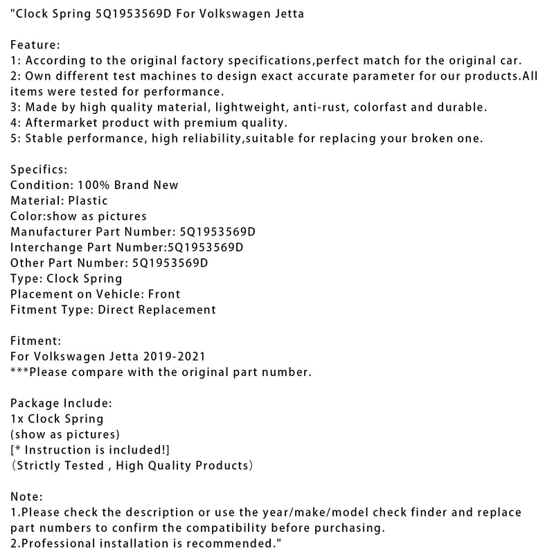 2019-2021 Volkswagen Jetta Clock Spring 5Q1953569D