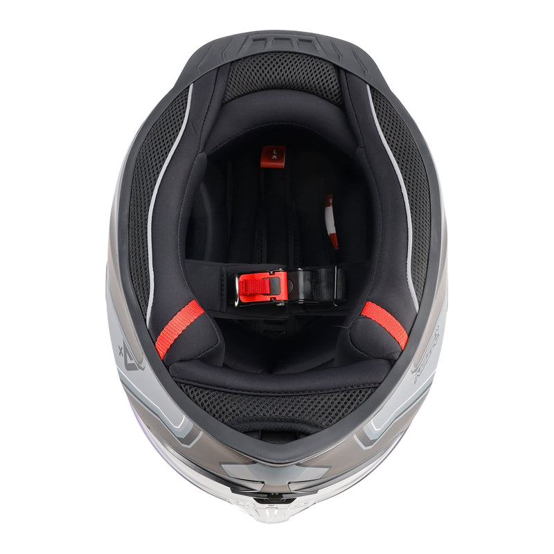 Prick motorcykelhjälm för vuxna, gata, integrerad hjälm, grå/vit