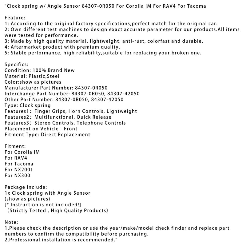 Käärettävä sulka kulma-anturilla 84307-0R050 Corollalle RAV4: lle Tacomalle