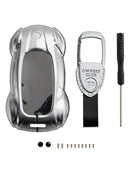 Capa de chave de carro de couro prateado de liga de zinco se encaixa Lexus ES260h/RX350h/LS500h