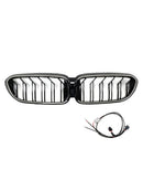 2017–2020 BMW 5 -sarja G30 G31 Doublellame Front Munuaisten säleikkö, kiiltävä musta