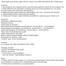 2012-2020 Toyota Yaris MK3 Lastettu takaosan korkean tason jarruvalo LED BLK