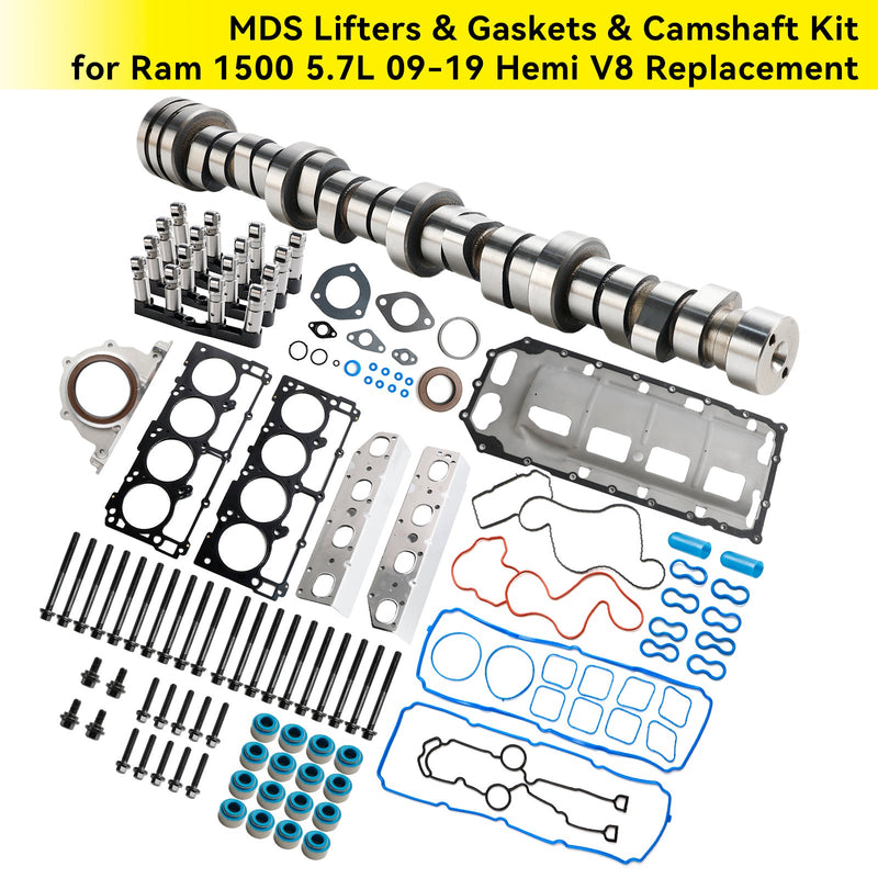 MDS-lyftare & packningar & kamaxelsats passar ram 1500 5.7L 09-19 Hemi V8-byte