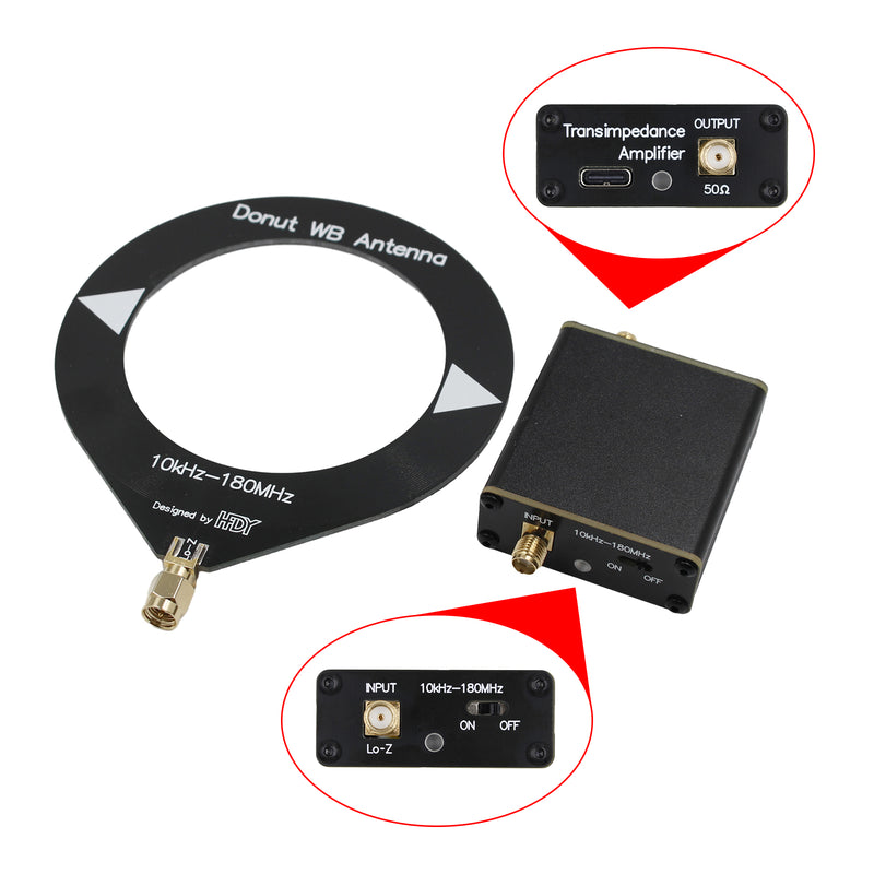 Upgraded Donut-Breitbandantennen 10Khz-180Mhz Konverter mit niedriger Impedanz