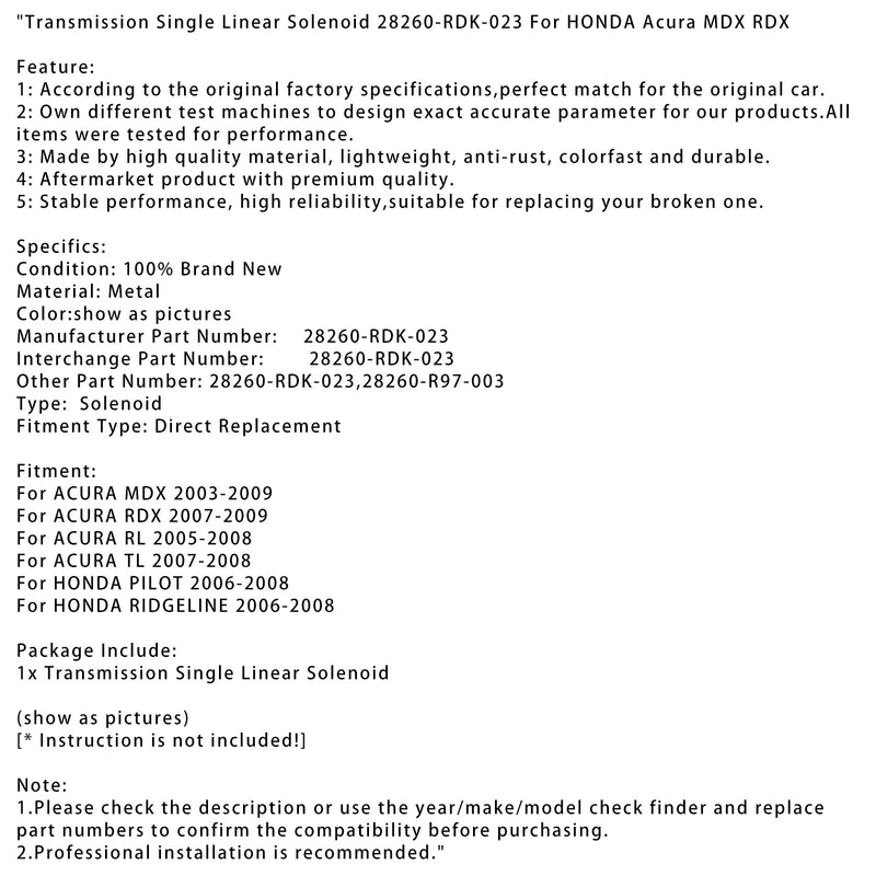 2006-2008 HONDA RIDGELINE transmission enkelt lineær magnet 28260-RDK-023 28260-R97-003