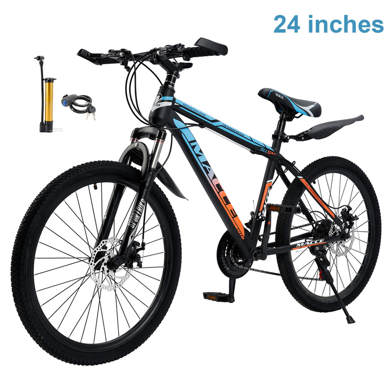 24 "Speichenrad 24 Geschwindigkeit Mountainbike Erwachsenenfahrrad Blau + Orange