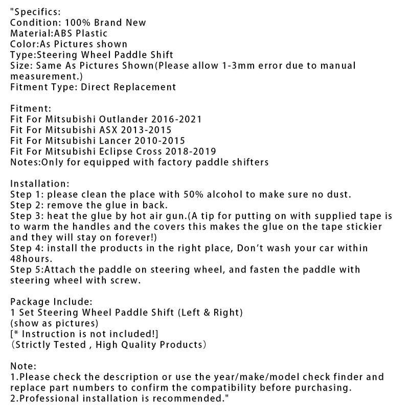 Lenkrad-Schaltwippen-Erweiterung für Mitsubishi Outlander
