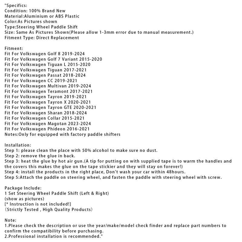 Lenkrad-Schaltwippen-Erweiterung für VW Golf 8 Tiguan