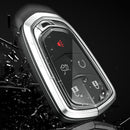Autoschlüsselhülle aus Aluminiumlegierung, TPU, silberfarben, mit Schnalle für Cadillac