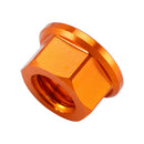 Pakke med 6 aluminiums bakhjulsflensmuttere M10x1,5 mm oransje for motorsykkel