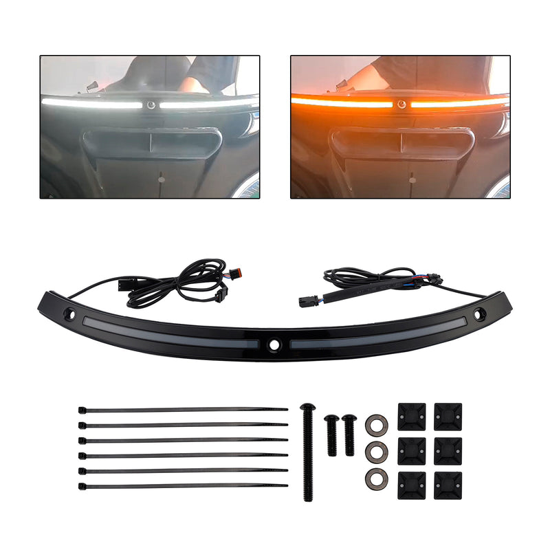 2014+Touring Electra Glide Street Glide Ultra Limited LED Lauf Blinker Licht Windschutzscheibe Trim