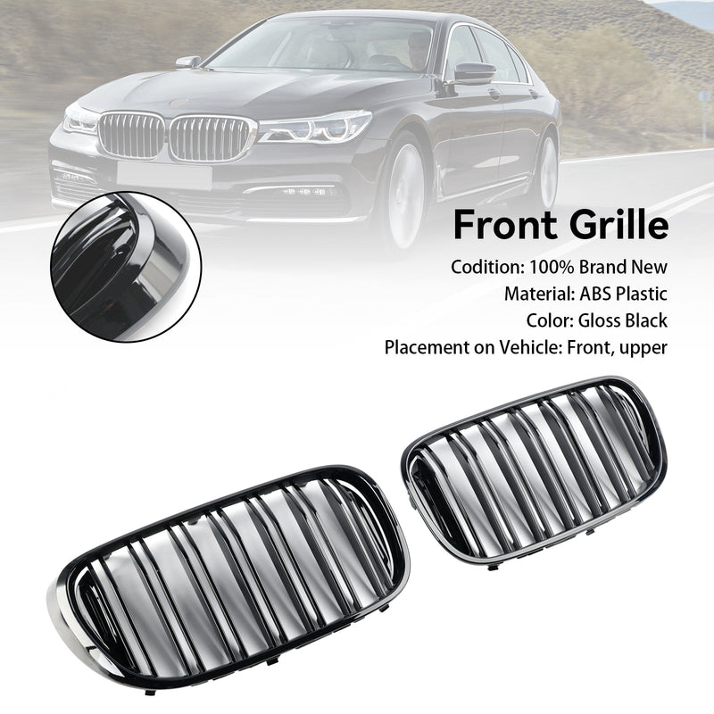 07.2015-01.2019 BMW 7-serie G11 lang akselavstand Pre-Facelift Svart nyregrill med 2 lameller foran