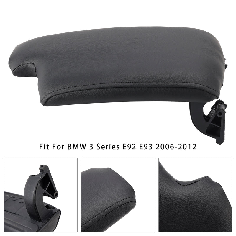 Schwarzer Leder-Armlehnen-Mittelkonsolendeckel für BMW E90 E91 E92 E93 51169134486