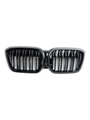 2022+ BMW IX3 G08 LCI grade frontal em forma de rim com ripas duplas em preto brilhante