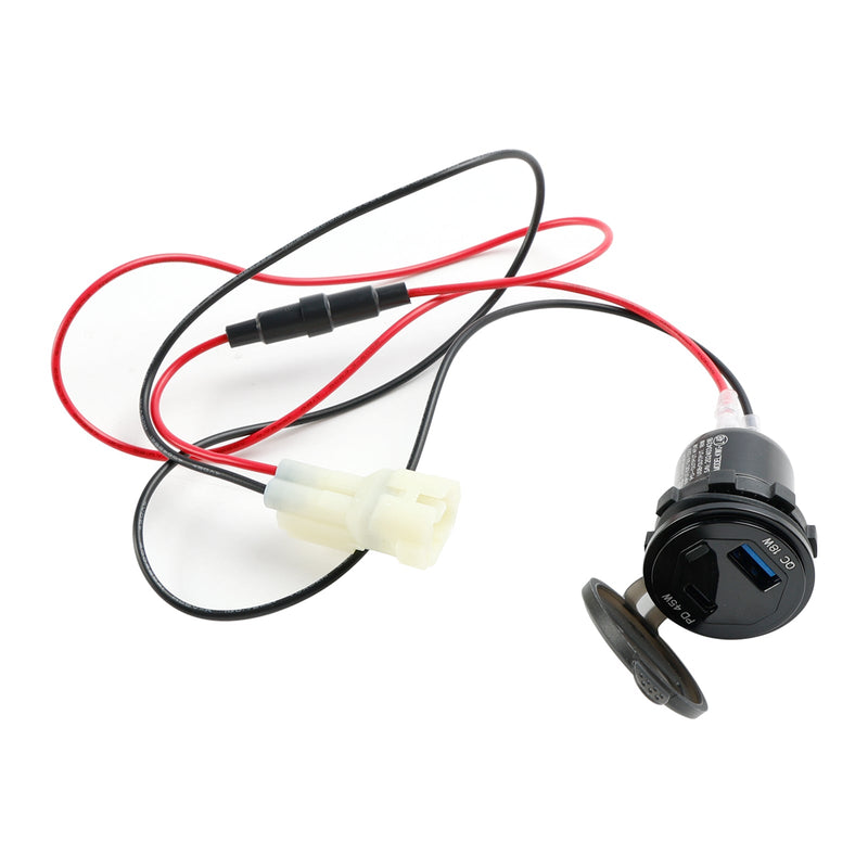 12V USB+C tyyppinen pistorasialaturi, pikasovitus Honda NX400 2024