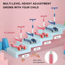 2-in-1 Kinderroller mit klappbarem Sitz, LED-Licht, 3 Rädern und verstellbarem Klapp-Lenker – Blau/Rosa