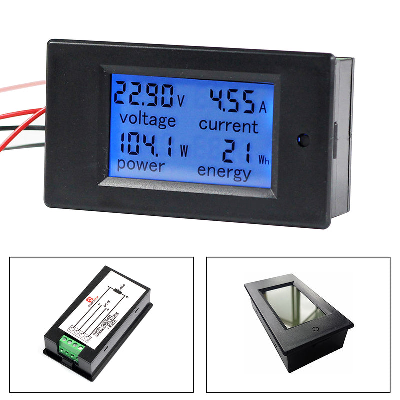 DC 100A 100V Digital LCD Spänningsdisplay Voltmeter Amperemeter Wattmeter