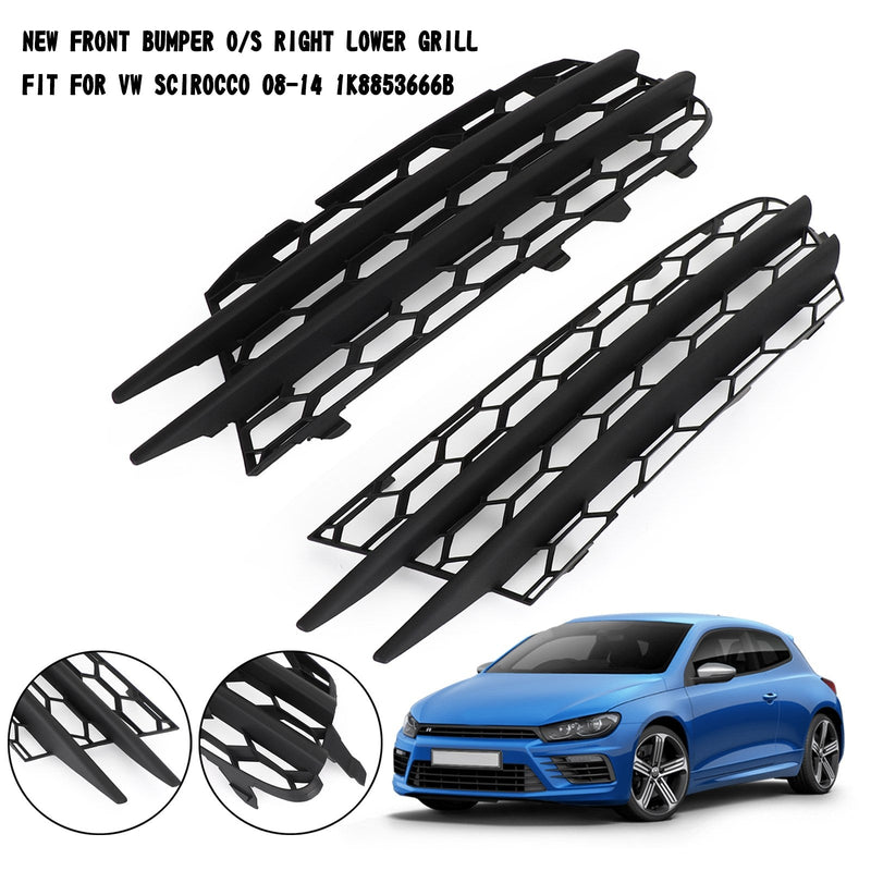 2008-2014 VW Scirocco -pari etupuskurin O/S Lower Grill 1K8853666B