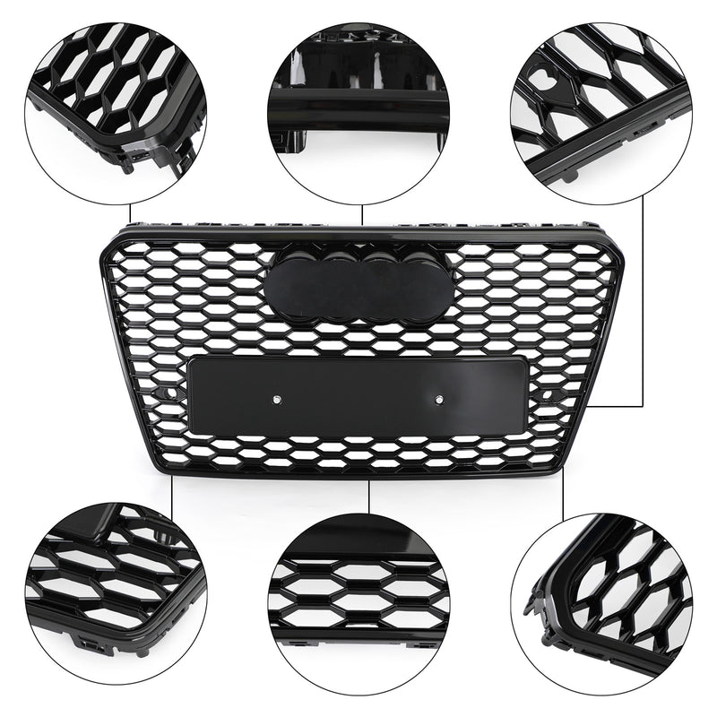 RS7 Style Honeycomb Sport Mesh Hex Grille Grill Fit Audi A7/S7 2012-2015 Czarny