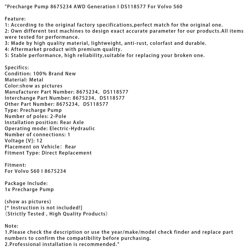 Volvo S60 Vorladepumpe 8675234 AWD Generation I DS118577