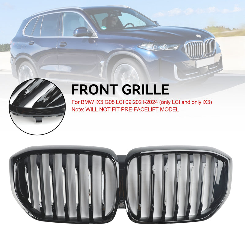 2024+ BMW G05 LCI X5 Single Line radiatorgrill blank svart for støtfangeren foran